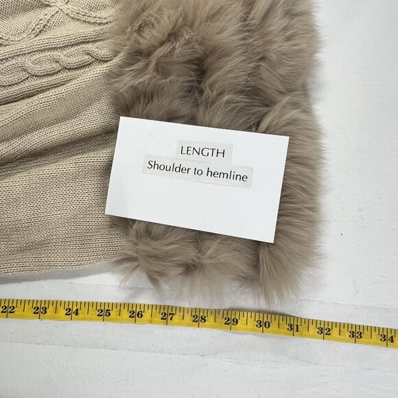 Womans XL Vintage Fur Jacket Cable Knit Sweater Fox Fur Trim by Alberto Makali - Picture 8 of 12